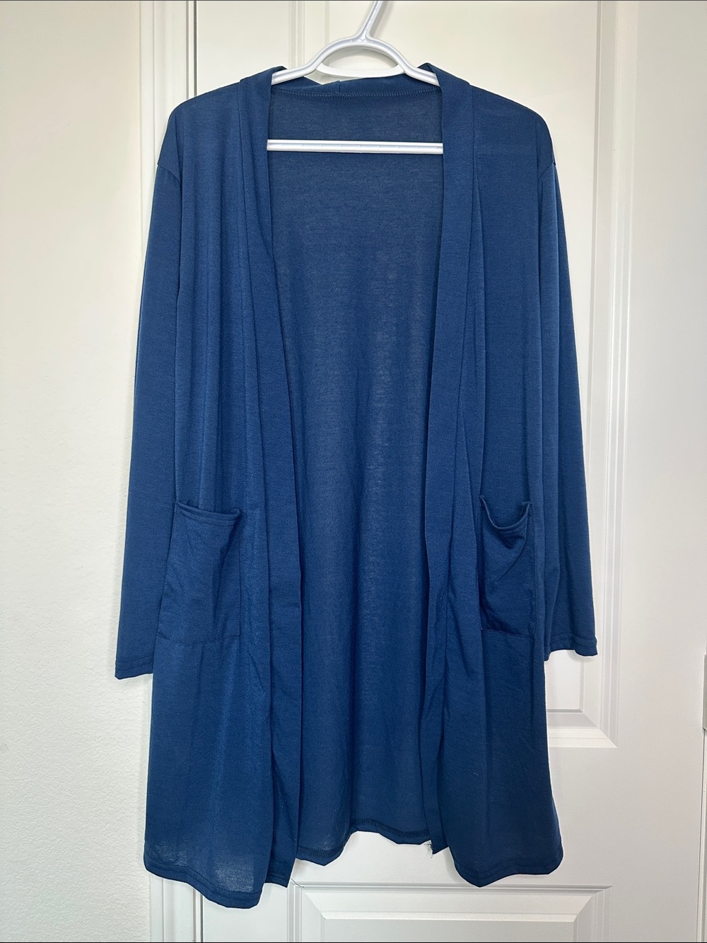 Navy Long Open-Front Cardigan